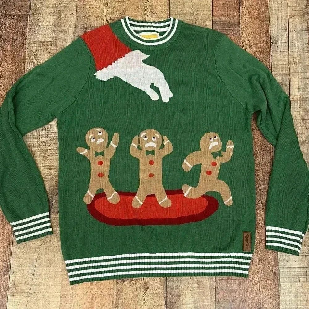 Tipsy Elves Ugly Christmas Sweater - Gingerbread Nightmare Sweater Sz L